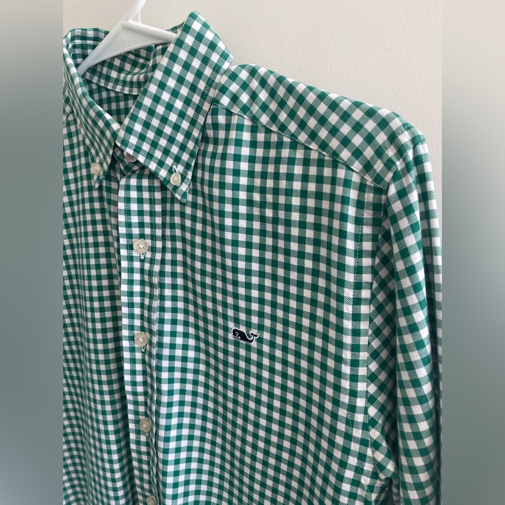 Vineyard Vines green gingham men’s shirt XS